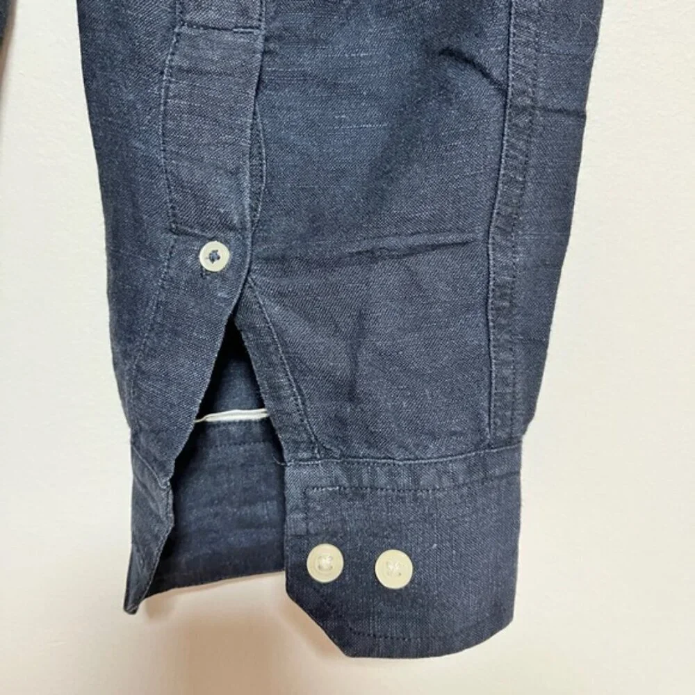 Banana Republic Navy Linen Cotton Long Sleeve Shirt M